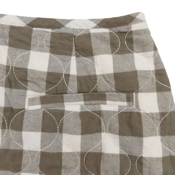 Madewell Flannel Mini Skirt Womens 6 Green Gingham Check Quilted Button Cotton - Picture 7 of 10
